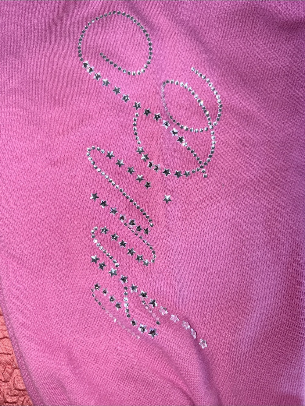 Pink Rhinestone Sweatpants - Picture 2 of 4